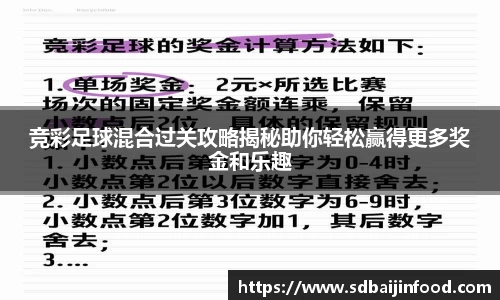 竞彩足球混合过关攻略揭秘助你轻松赢得更多奖金和乐趣